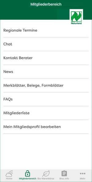Mitgliederbereich der APP (Quelle: Tanja Edbauer, Beratung für Naturland)