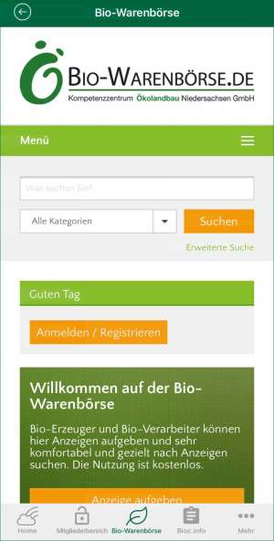 Warenbörse in der APP (Quelle: Tanja Edbauer, Beratung für Naturland)